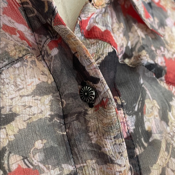 IRO Paris Blaze Gorgeous Top Oversized 36 Floral Button-Up Blouse Fits M / L - Picture 6 of 14